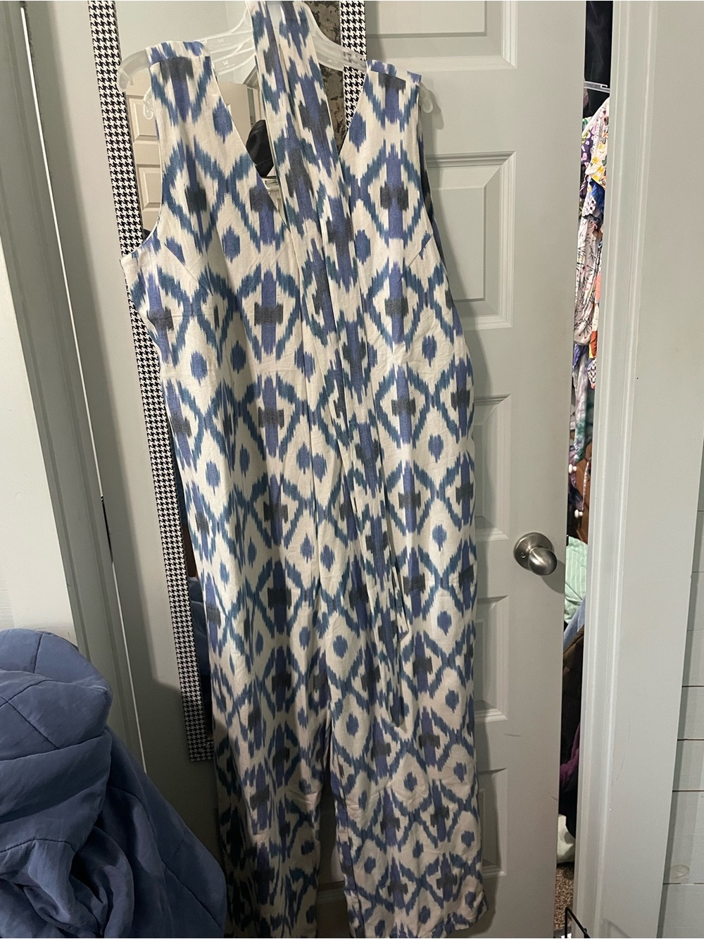 Mata Traders Blue and White Ikat Maxi Dress